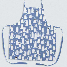 Funny Cat White Blue Schürze