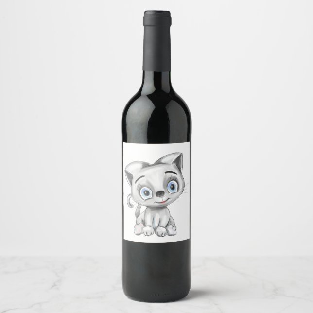 Funny Cat Wine Label - Niedliches Personalisiertes Weinetikett (Vorderseite)
