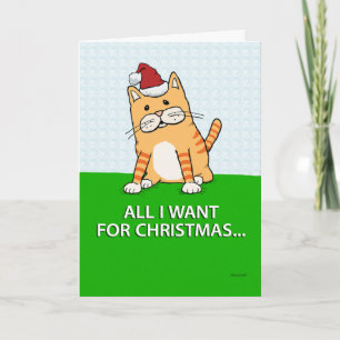 Funny Cat Wish List Weihnachtskarte Feiertagskarte