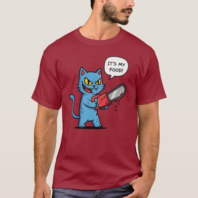 Funny Cat with Chainsaw T-Shirt (Vorderseite)