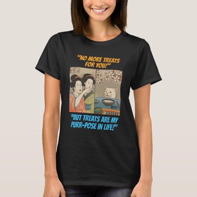 Funny Cat Women Black T-Shirt (Vorderseite)