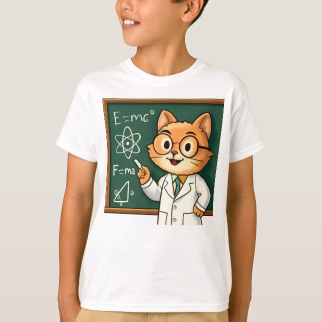 Funny Cat Working from Zuhause Illustration T-Shirt (Vorderseite)