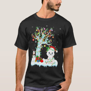 Funny Cat Xmas Tree Lighting Weihnachtsmannmütze C T-Shirt