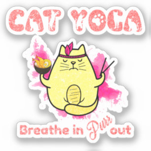 Funny Cat Yoga Aufkleber