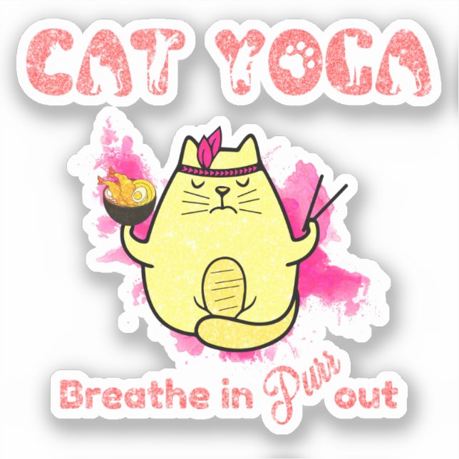 Funny Cat Yoga Aufkleber (Vorderseite)