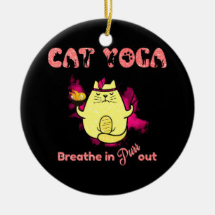 Funny Cat Yoga Keramik Ornament