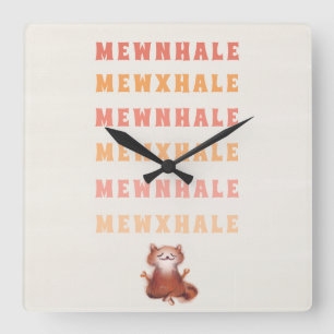 Funny Cat Yoga Meditation Spaß gegen Stress Quadratische Wanduhr