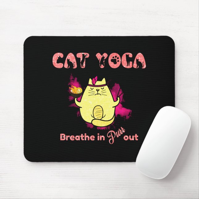 Funny Cat Yoga Mousepad (Mit Mouse)
