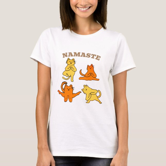 Funny Cat Yoga Shirt Design mit Namaste Cats (Vorderseite)