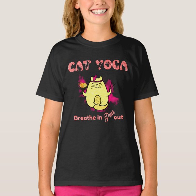 Funny Cat Yoga T-Shirt (Vorderseite)