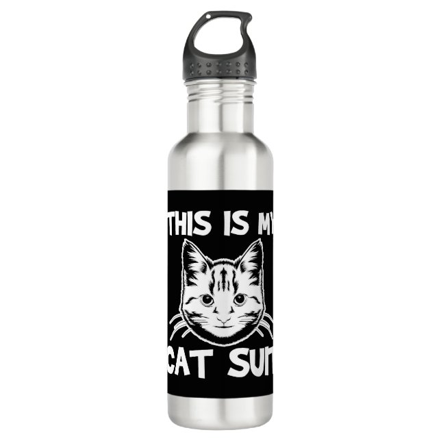 Funny Cat Zitat Edelstahlflasche (Vorderseite)