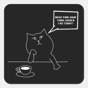 Funny Cat Zitat, Funny Thinking Cat Sticker