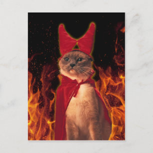Funny Cat zu Halloween Devil Costume Postkarte