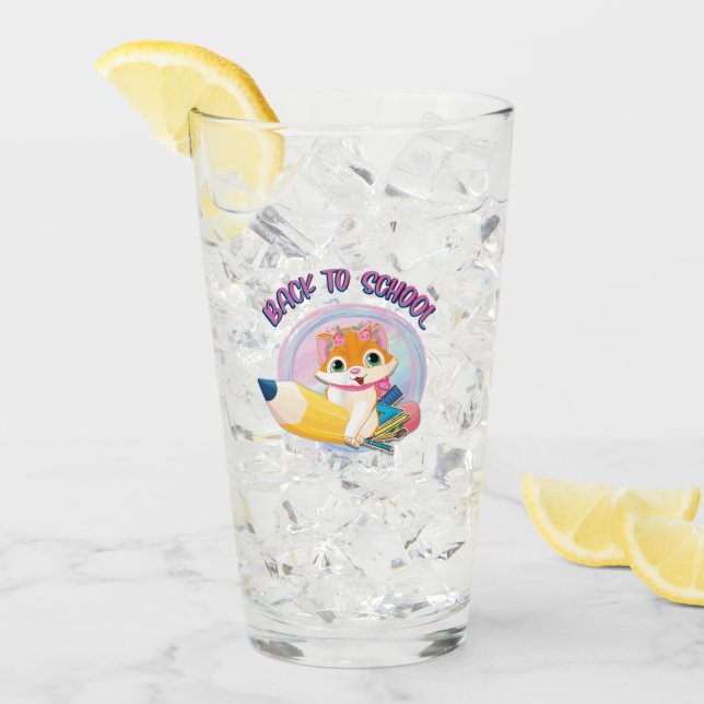 Funny Cat Zurück zur Schule Glas (Vorderseite Ice)