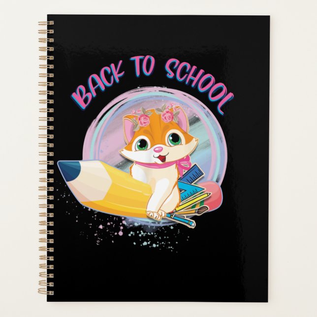 Funny Cat Zurück zur Schule Planer (Vorderseite)