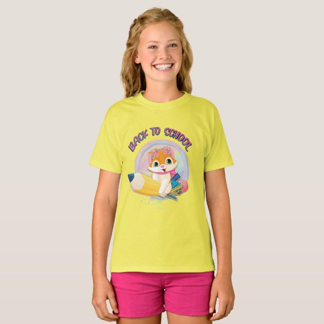 Funny Cat Zurück zur Schule T-Shirt (Vorne ganz)