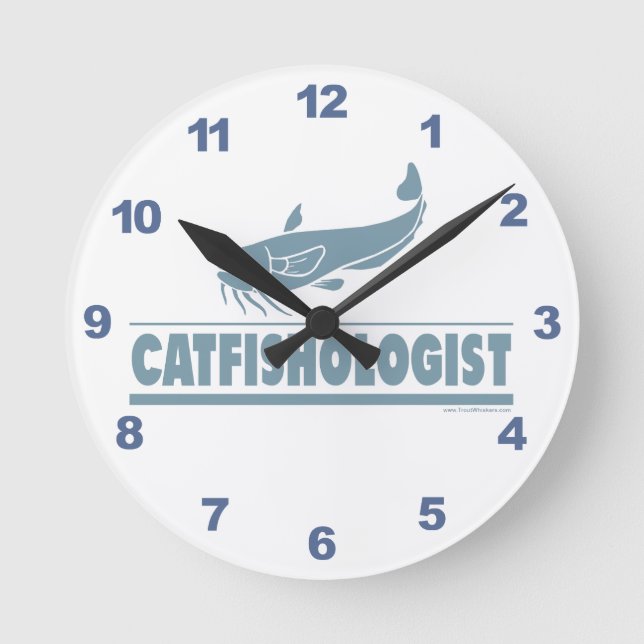 Funny Catfish Fishing Runde Wanduhr (Vorderseite)