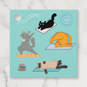Funny Cats at Yoga Birthday Gift Geschenkanhänger