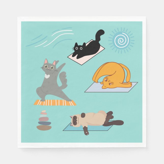 Funny Cats at Yoga Serviette (Vorderseite)