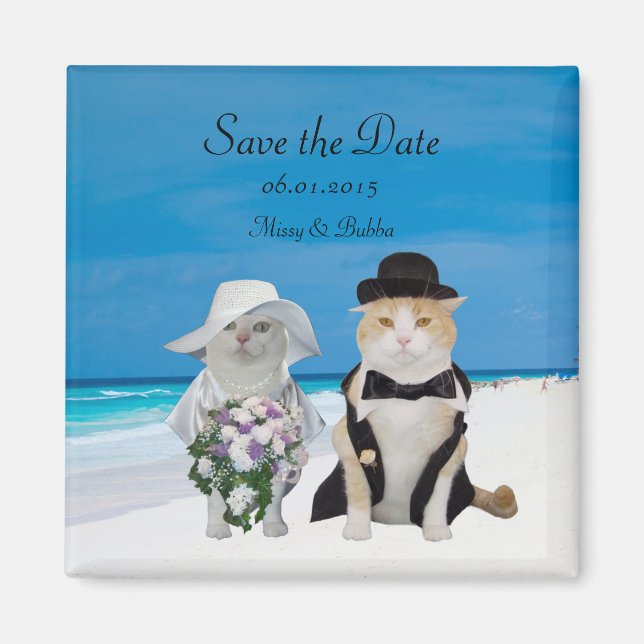 Funny Cats Beach Hochzeit Save the Date Magnet (Vorne)