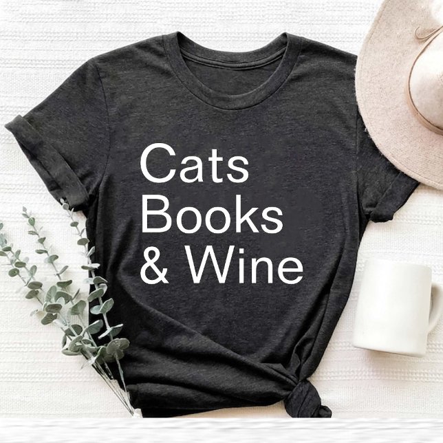 Funny Cats Books and Wine Lover Mom schwarz T-Shirt (Funny Cats Books and Wine Lover mom black T-Shirt)