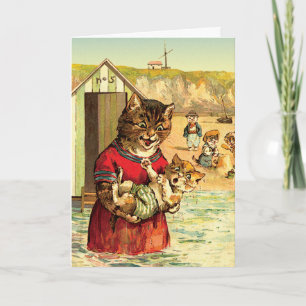 Funny Cats Card/ Einladung: Katzen am Strand Einladung