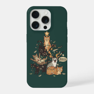 Funny Cats Christmas Tree Tangled Lights Holiday iPhone 15 Pro Hülle