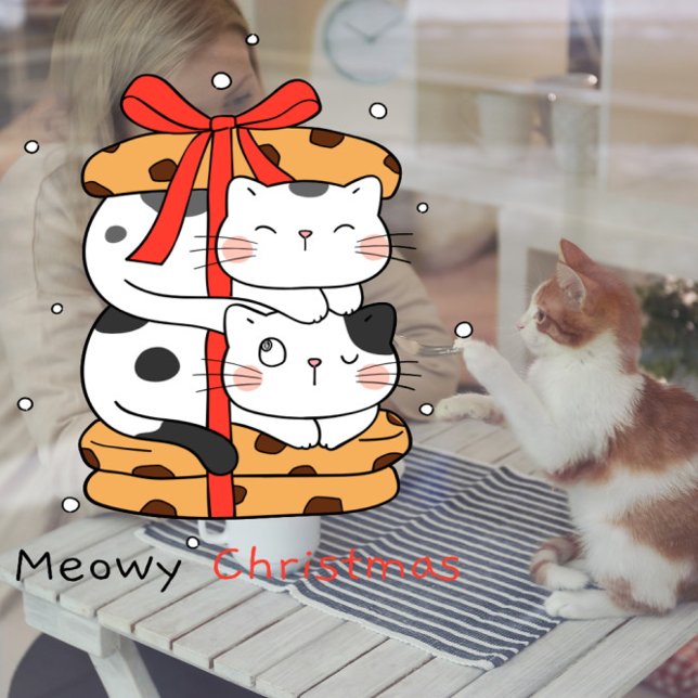 Funny Cats Cookies Meowy Weihnachts Haustiere Shop Fensteraufkleber (Von Creator hochgeladen)