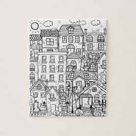 Funny Cats Detected Town Schwarz-weiß Coloring Ges Puzzle