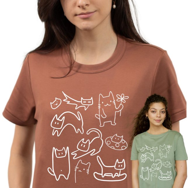 Funny Cats Doodles  T-Shirt (Von Creator hochgeladen)
