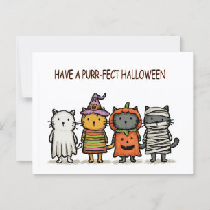 Funny Cats Happy Halloween Postkarte