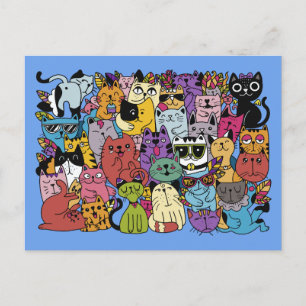 Funny Cats Illustration Postkarte