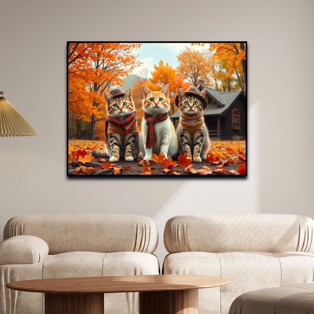 Funny Cats in Preppy Fall Attire and Hats   Poster (Von Creator hochgeladen)
