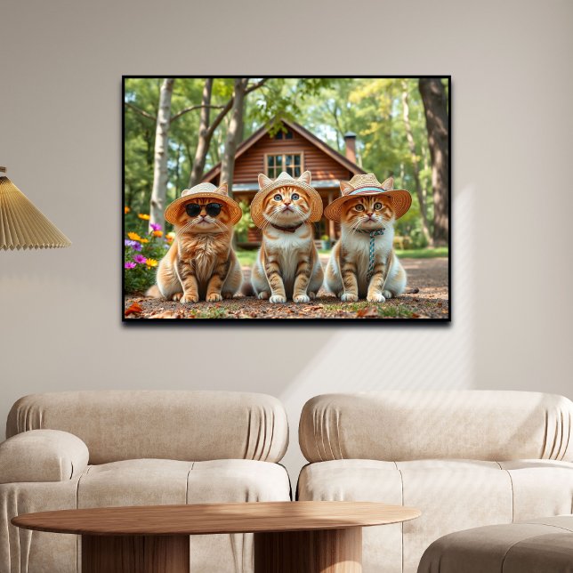 Funny Cats in Preppy Summer Attire and Hats   Poster (Von Creator hochgeladen)