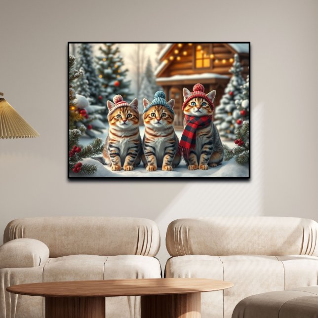 Funny Cats in Preppy Winter Attire and Hats   Poster (Von Creator hochgeladen)