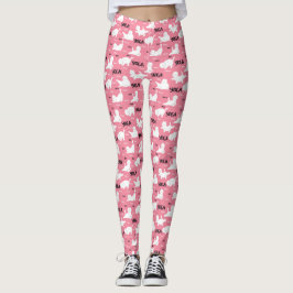 Funny Cats in Yoga Posen Positionen Muster rosa Leggings