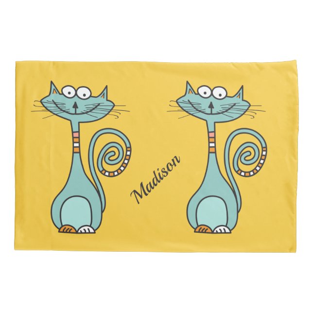 Funny Cats individuelle Name und Farbkissen Kissenbezug (Rückseite)