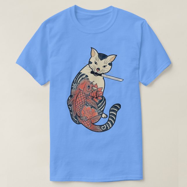 Funny Cats japan cat Samurai Cat Japanisch Kunst r T-Shirt (Design vorne)