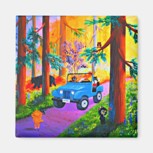 Funny Cats Jeep Creationarts Magnet
