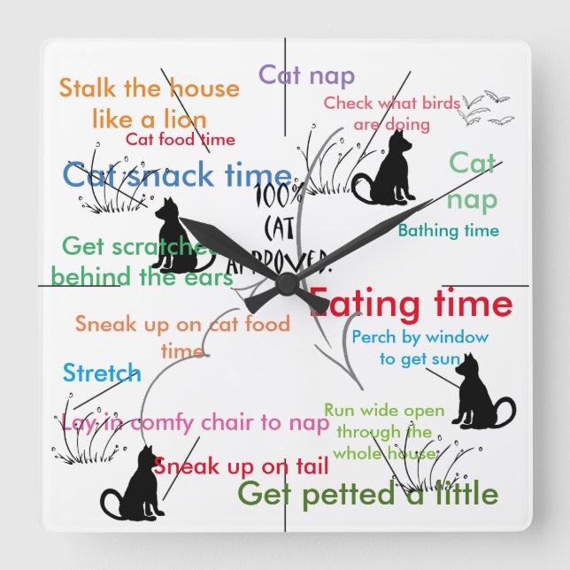Funny Cats Kitty Cat Activity Quadratische Wanduhr (Vorderseite)
