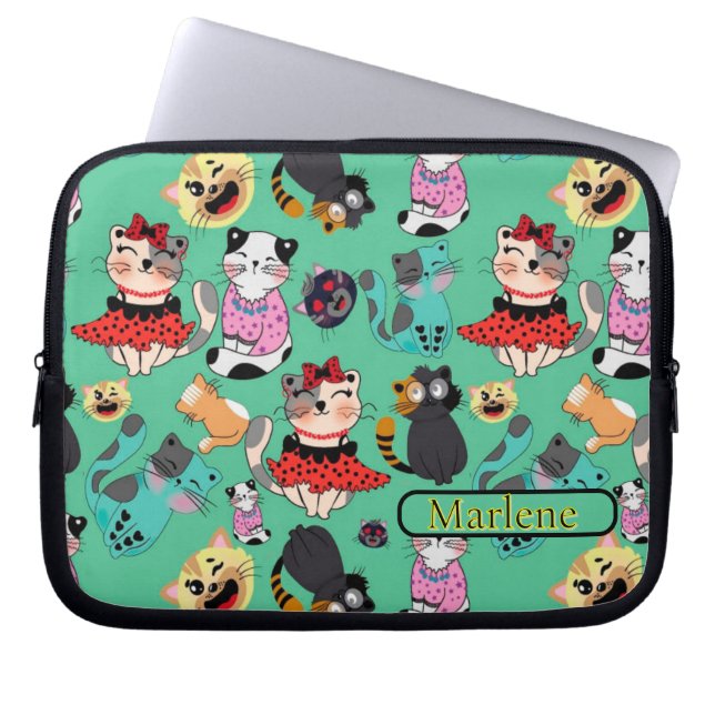 Funny Cats Monogramics Bag Laptopschutzhülle (Vorderseite)