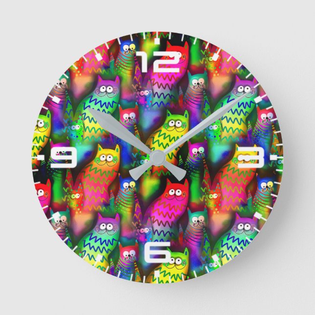 Funny Cats Muster-54578 Runde Wanduhr (Vorderseite)