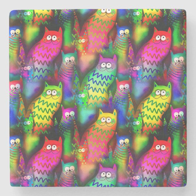 Funny Cats Muster-54578 Steinuntersetzer (Vorderseite)