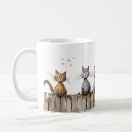 Funny Cats on Fence Niedlicher Tiere Haustiere Kaffeetasse