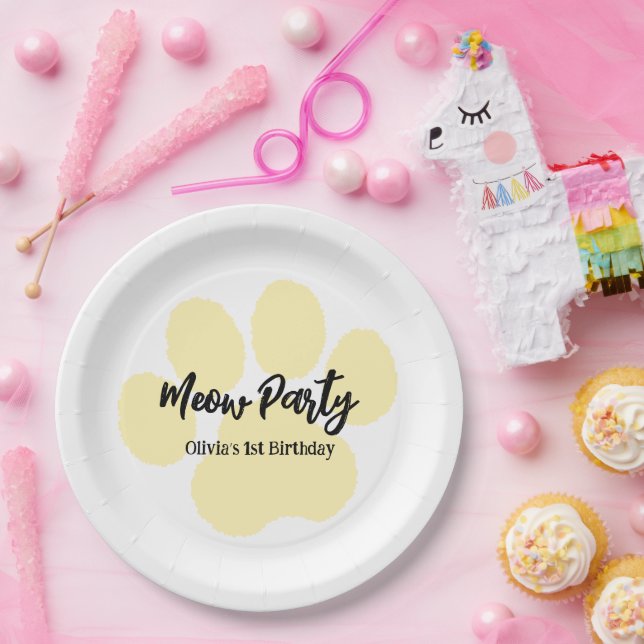 Funny Cat's Paw Birthday Party Pappteller (Party)