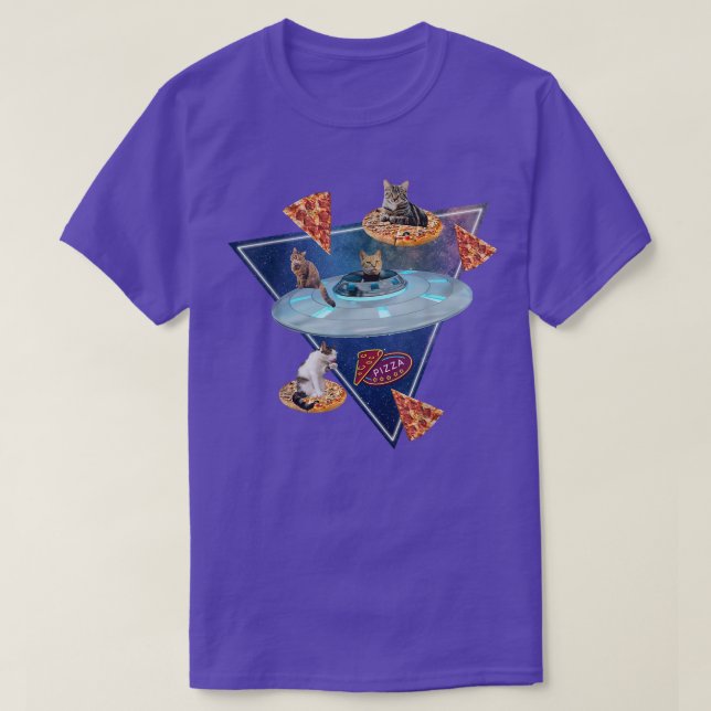 Funny Cats Pizza im Space T - Shirt (Design vorne)