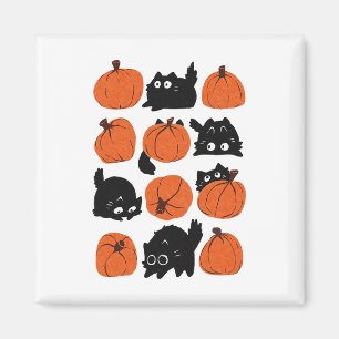 Funny Cats Retro Groovy Pumpkin Halloween Thanksgi Magnet