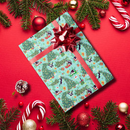 Funny Cats und Weihnachtsbaumwrapping Paper Geschenkpapier