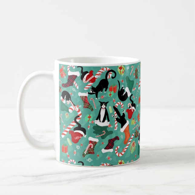 Funny Cats Weihnachts-Strumpf Kaffeetasse (Links)