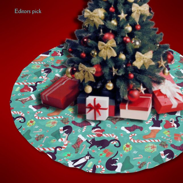 Funny Cats Weihnachts-Strümpfe Polyester Weihnachtsbaumdecke (Von Creator hochgeladen)